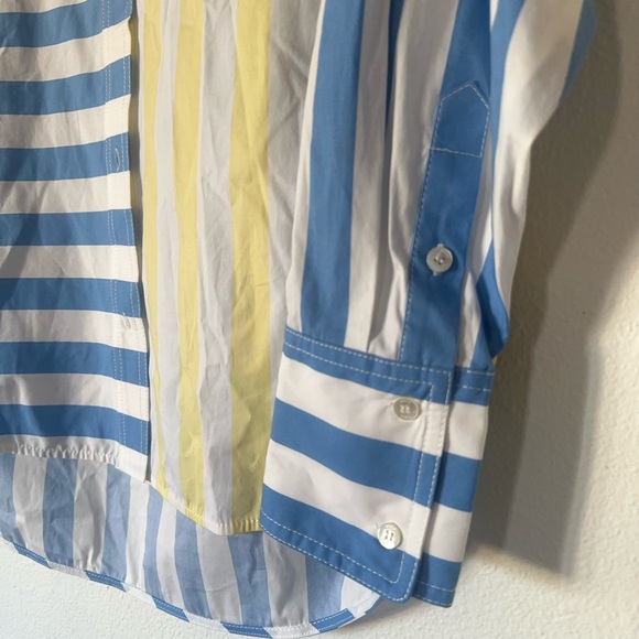 NWT STAUD Colton Shirt Yellow Blue Stripes Women’s Size S - Picture 3 of 9